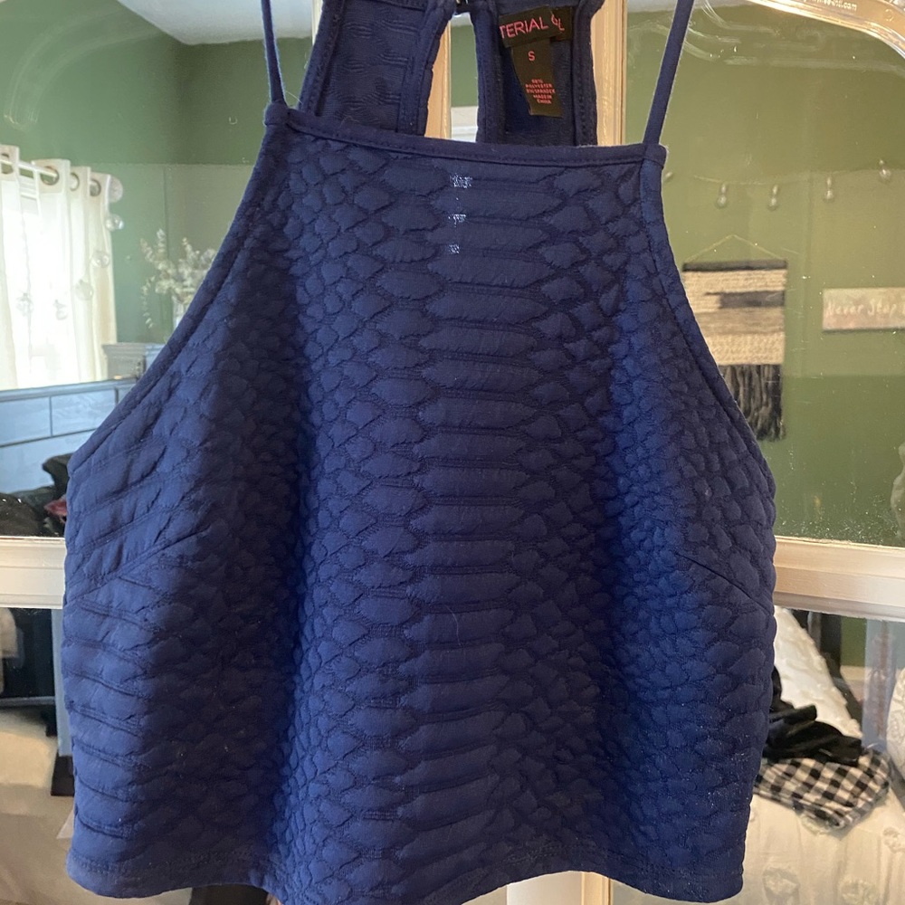 Material girl navy blue textured crop top